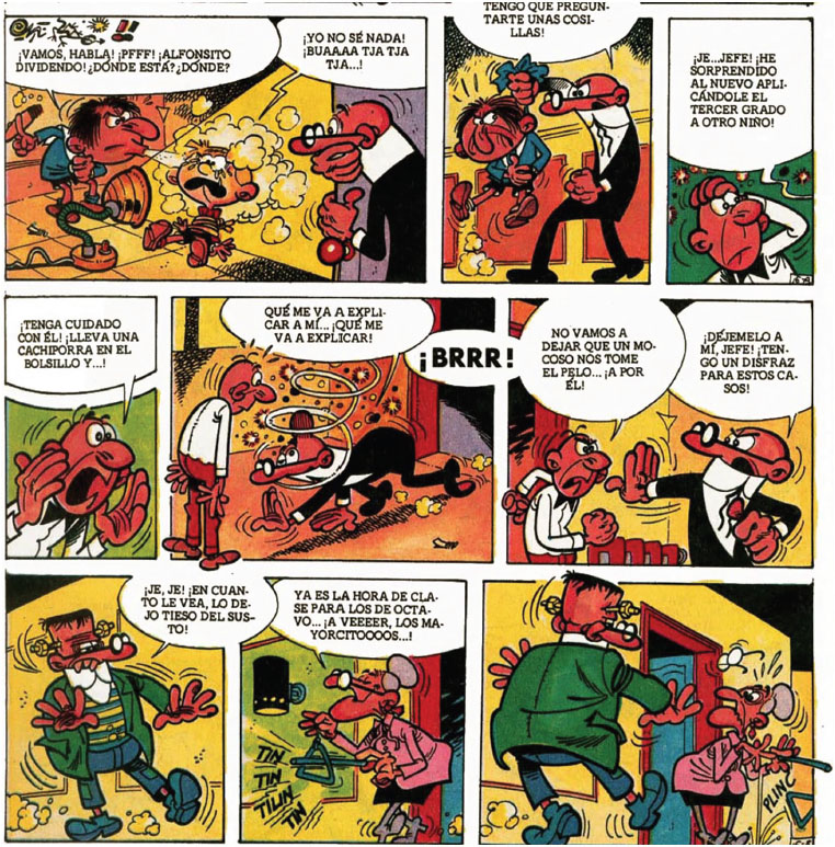 Figura 3: Profesora que entra en el aula y se encuentra con Mortadelo.