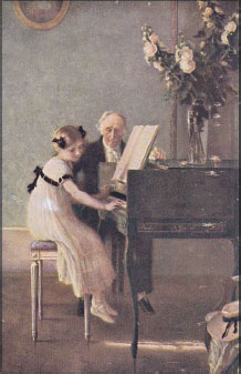 Figura 4: J. A. Muenier, The harpsichord lesson, 1911.