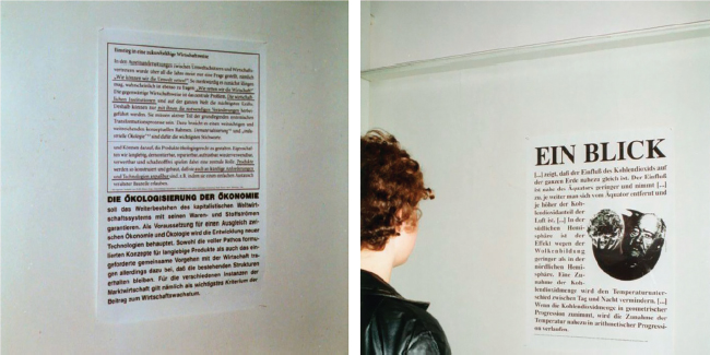 Figura 2: Oliver Ressler. 100 Years of Greenhouse Effect. Exposición individual. Salzburger Kunstverein, Circular Gallery, Salzburg. 1996.