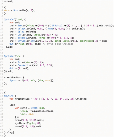 Figura 4: Código Supercollider para sección B.
